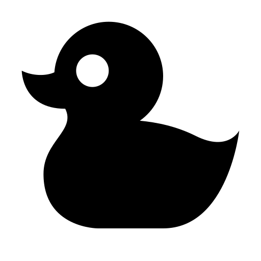 The quax logo: a black rubber duck, Material Design Icons' duck.
